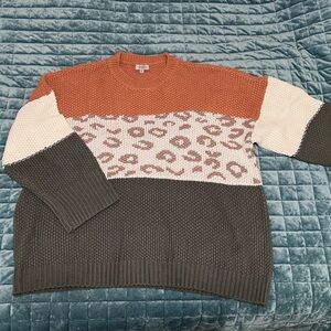Stylish Leopard Print Colorblock Sweater